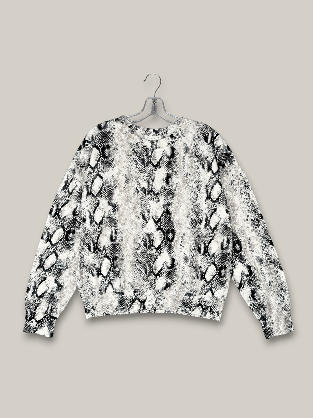 SOCIALITE Snakeskin Crewneck Sweatshirt S Gray Black Lightweight Top‎ Casual